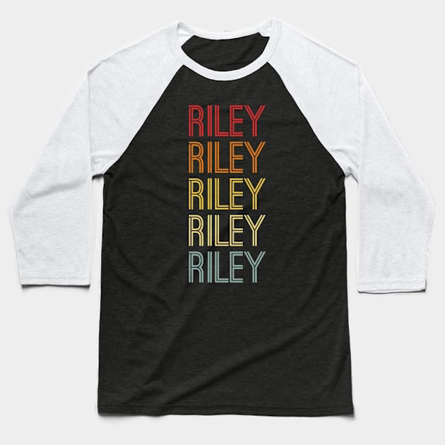 Riley Name Vintage Retro Pattern Baseball T-Shirt by CoolDesignsDz